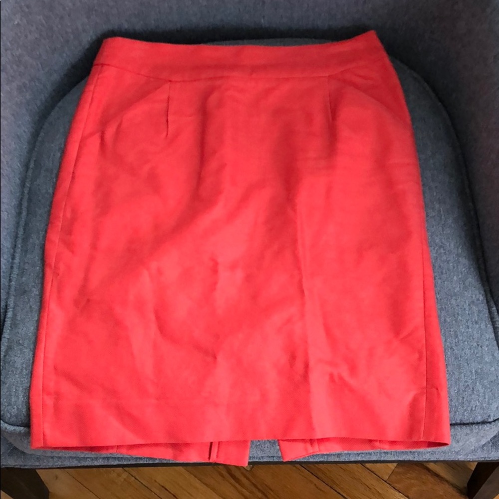J Crew bright red/coral pencil skirt - size 2